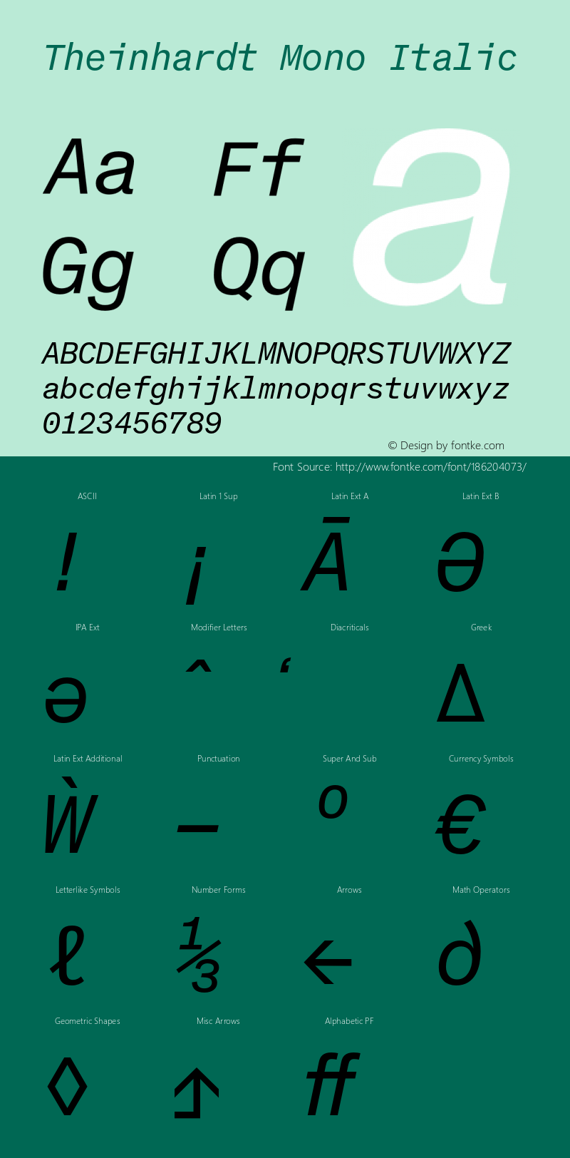TheinhardtMono-Italic Version 1.001; build 0003图片样张