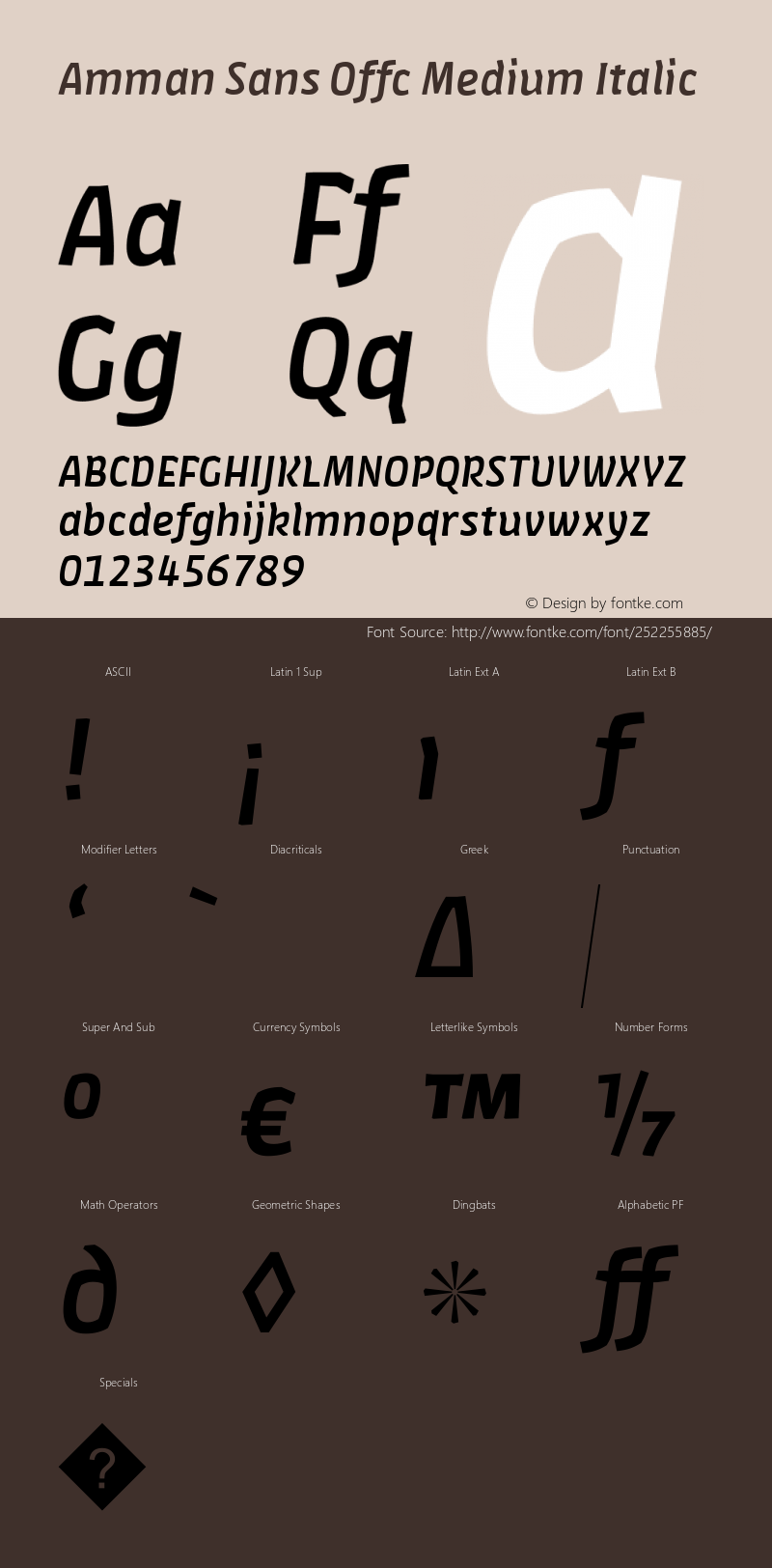 Amman Sans Offc Medium Italic Version 7.504; 2010; Build 1020图片样张