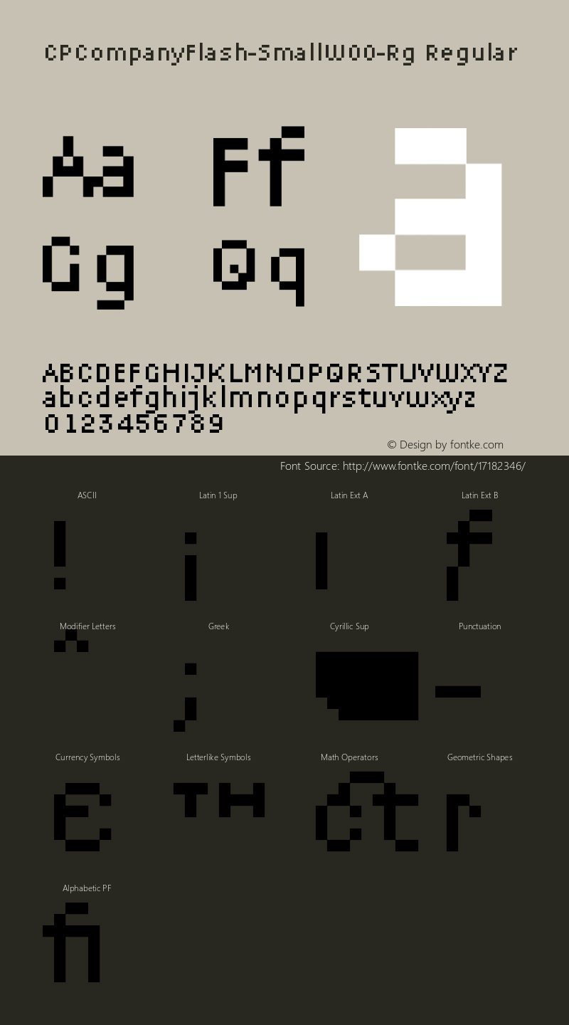 CPCompanyFlash-SmallW00-Rg Regular Version 1.00 Font Sample