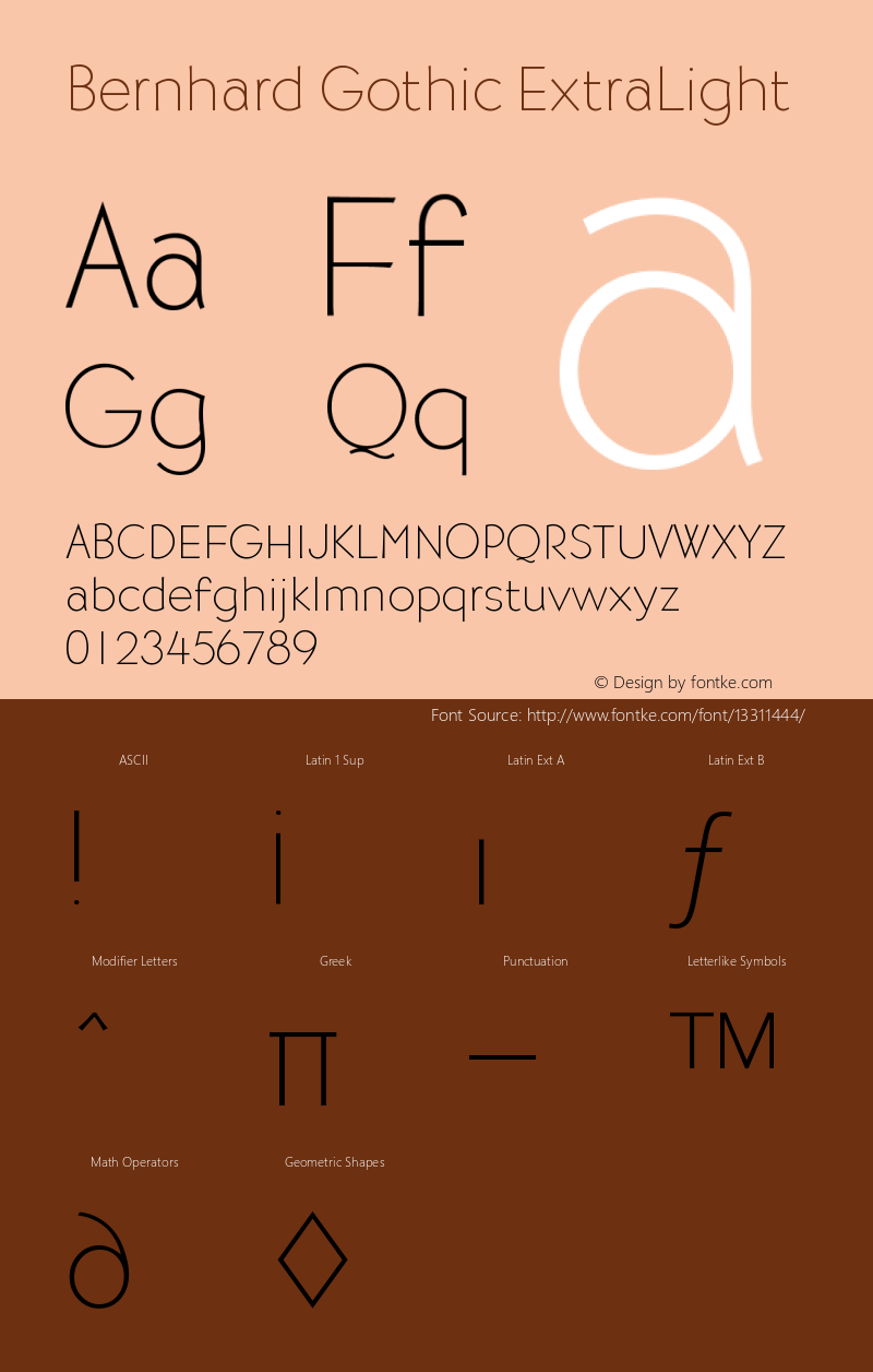 Bernhard Gothic ExtraLight Version 4.0 Font Sample