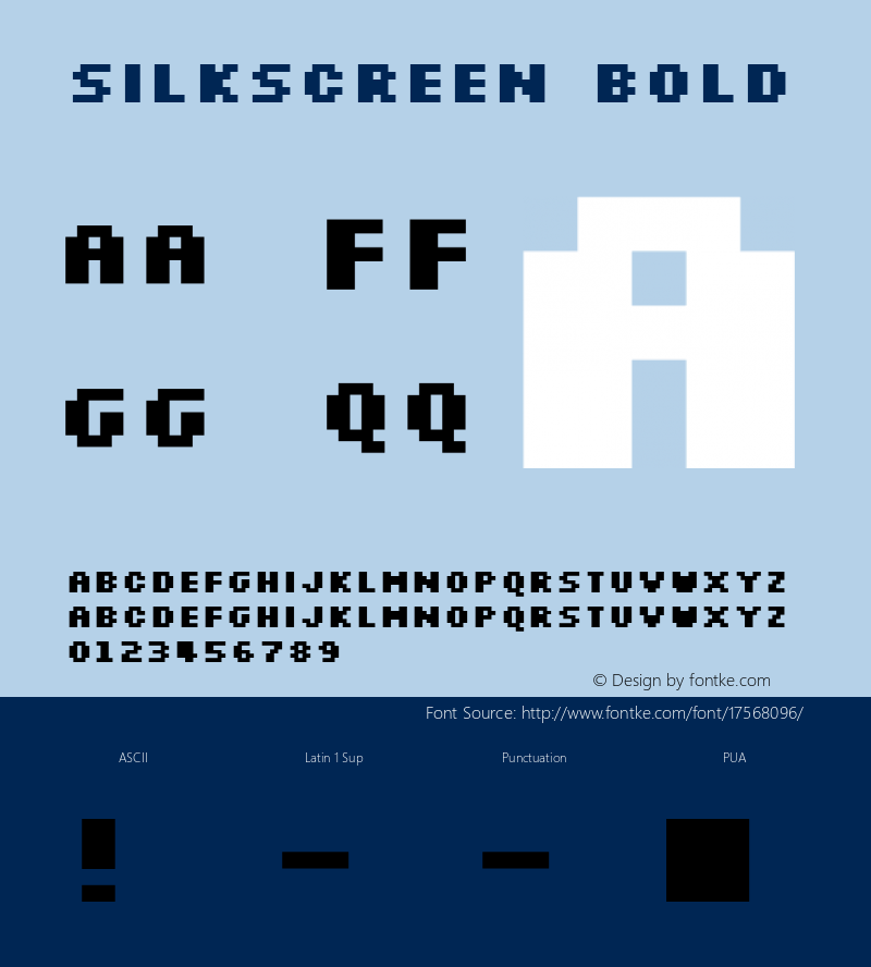 Silkscreen Bold 1.0 Sat Aug 21 15:44:44 1999 Font Sample
