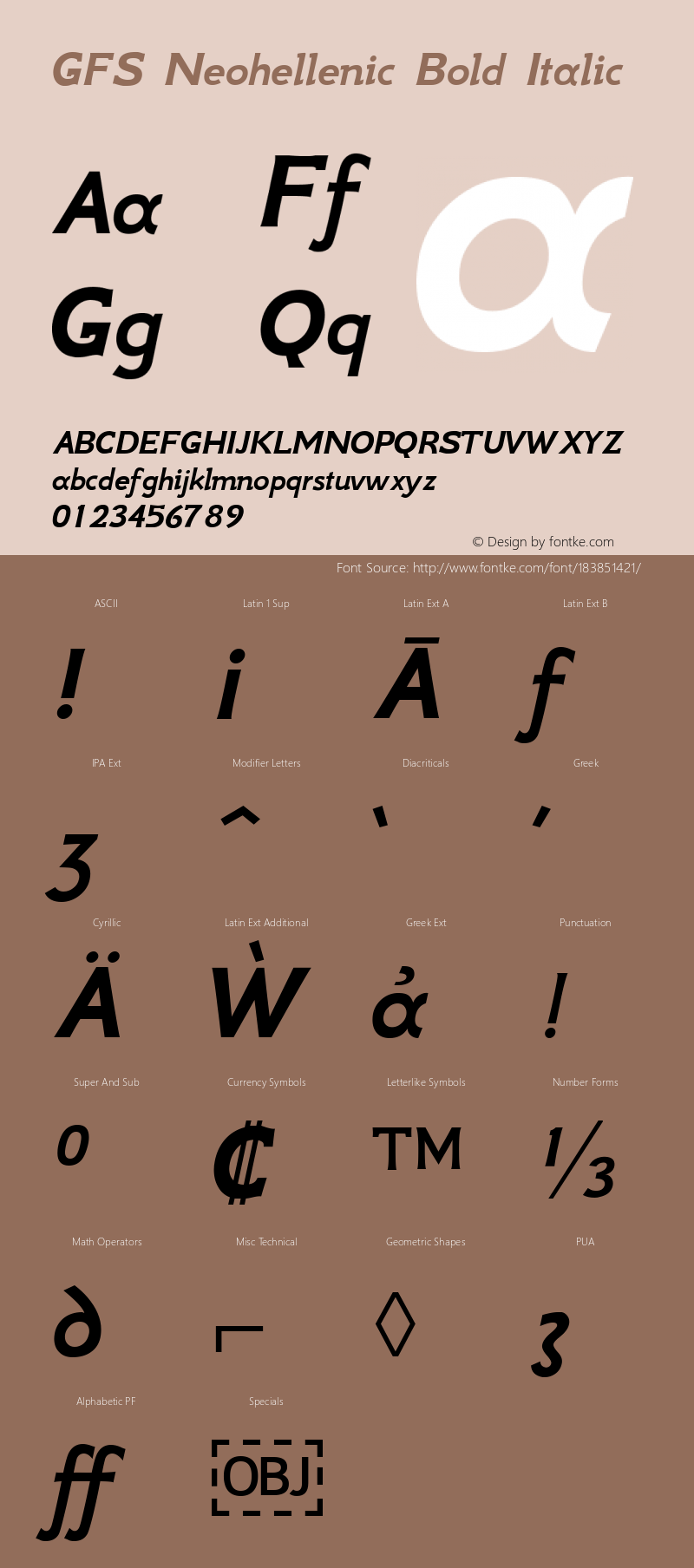 GFS Neohellenic Bold Italic Version 1.0图片样张