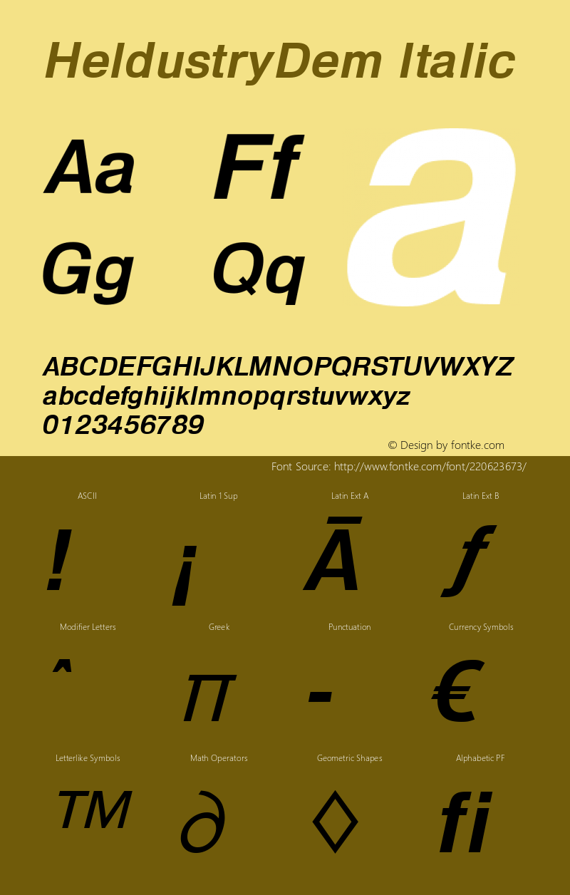 HeldustryDem Italic Version 1.00图片样张