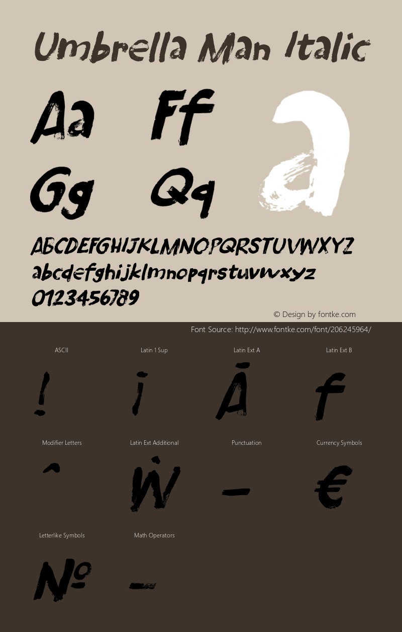 Umbrella Man Italic Version 1.000图片样张