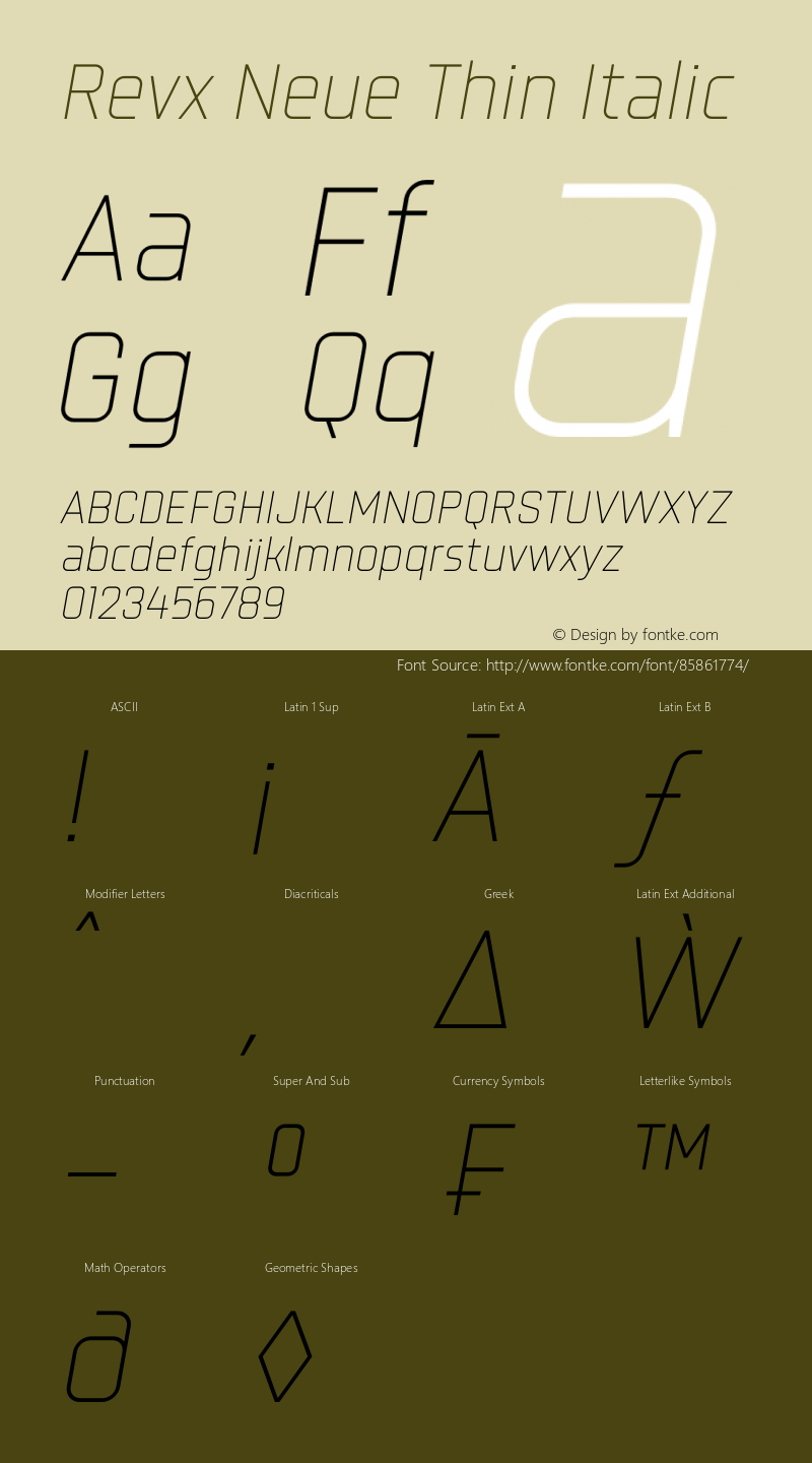 Revx Neue Thin Italic Version 1.002 | wf-rip DC20201020 Font Sample