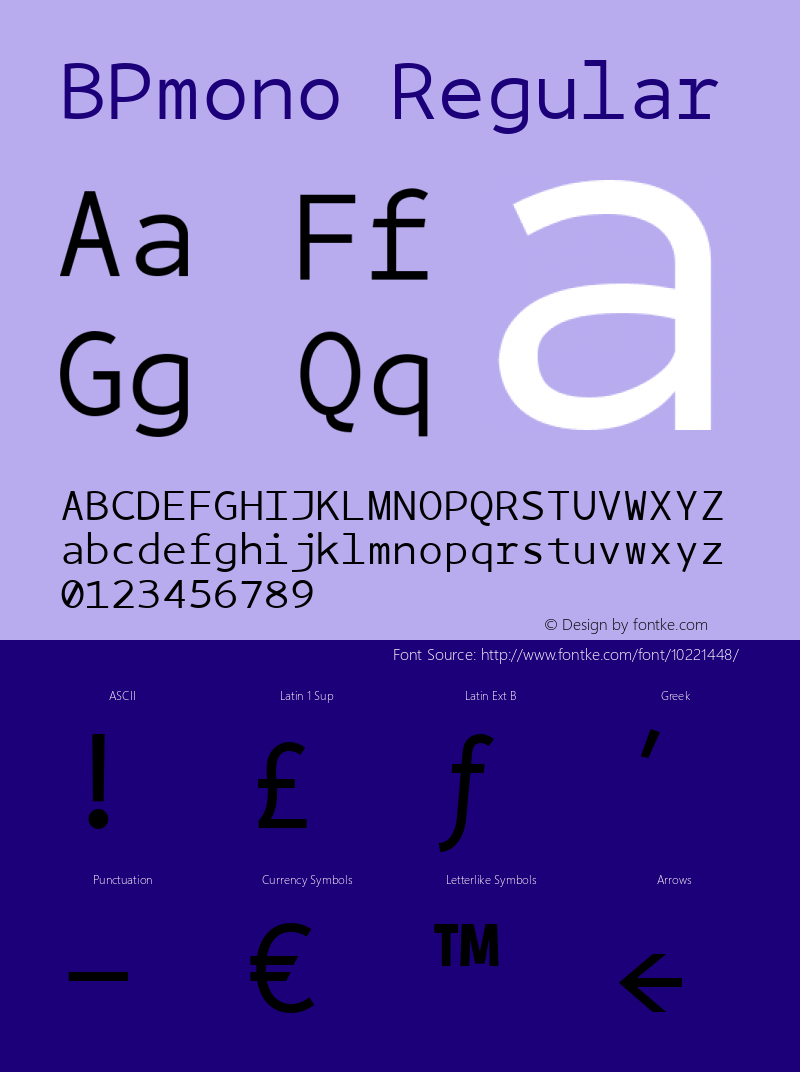 BPmono Regular Version 1.000 2007 initial release Font Sample