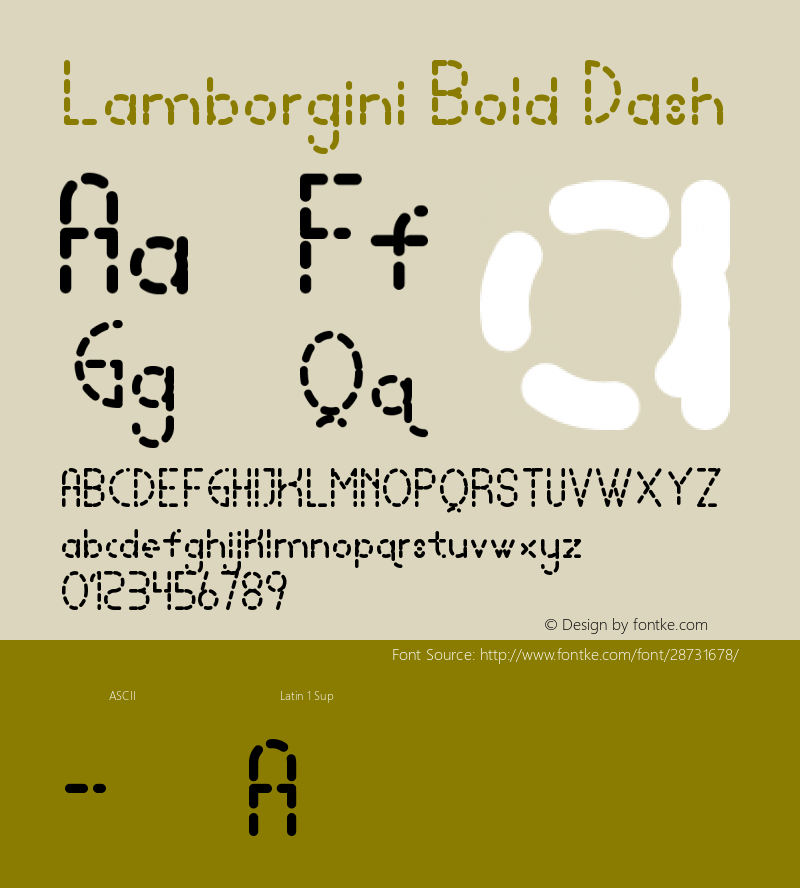 Lamborgini Bold Dash Version 1.002;Fontself Maker 3.1.0 Font Sample