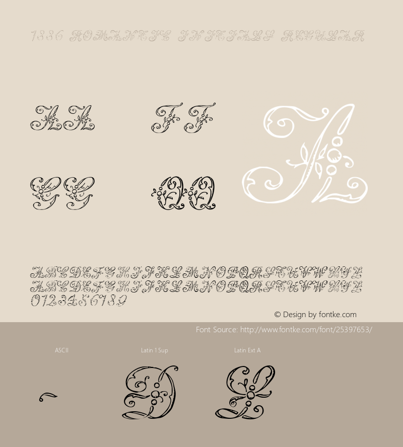 1886 Romantic Initials Version 1.00 Font Sample