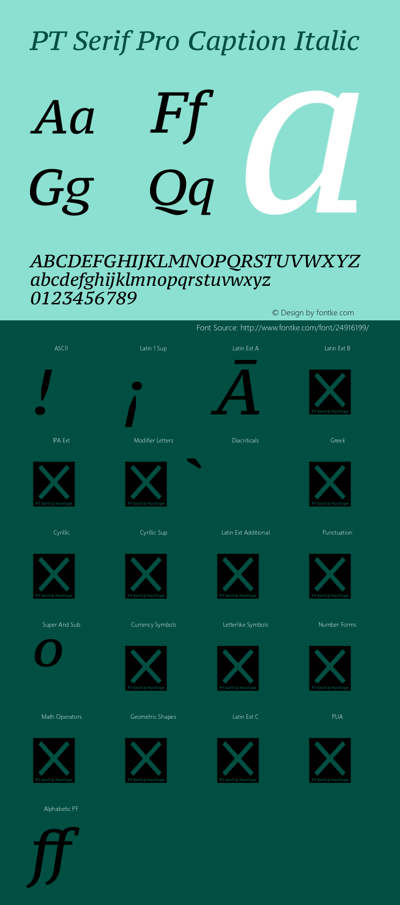 PT Serif Pro Caption Italic Version 1.000; Fonts for Free; vk.com/fontsforfree Font Sample