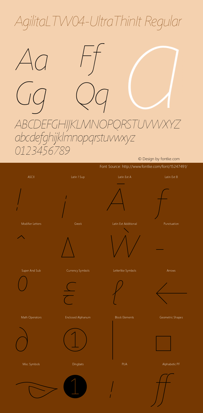 AgilitaLTW04-UltraThinIt Regular Version 1.10 Font Sample