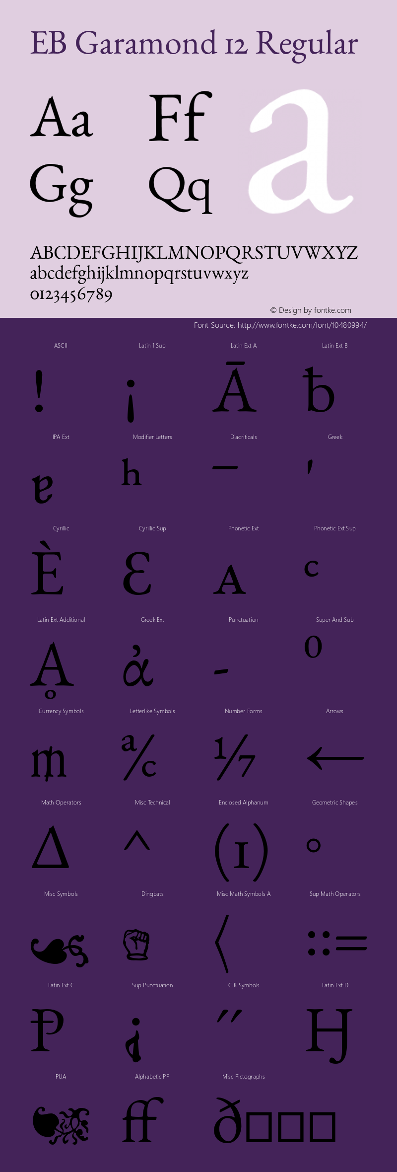 EB Garamond 12 Regular Version 0.015b Font Sample