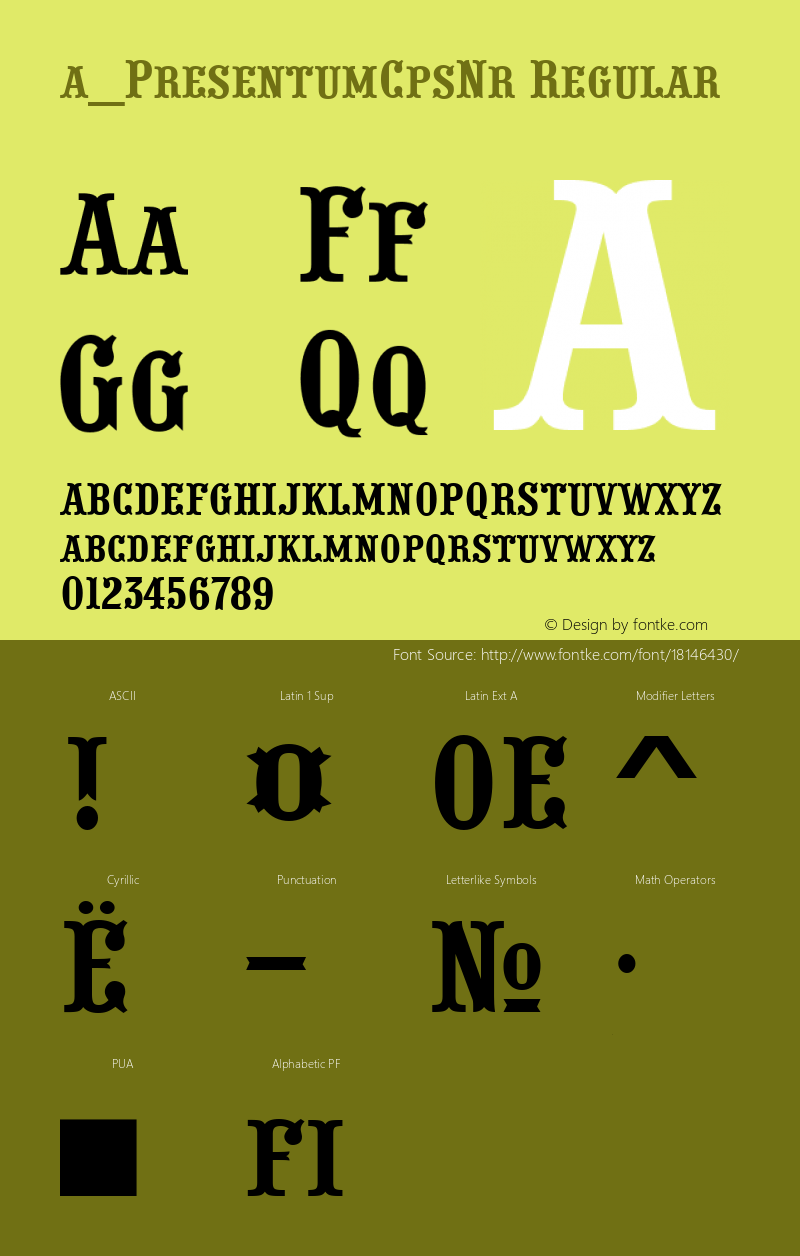 a_PresentumCpsNr Regular 001.002 Font Sample