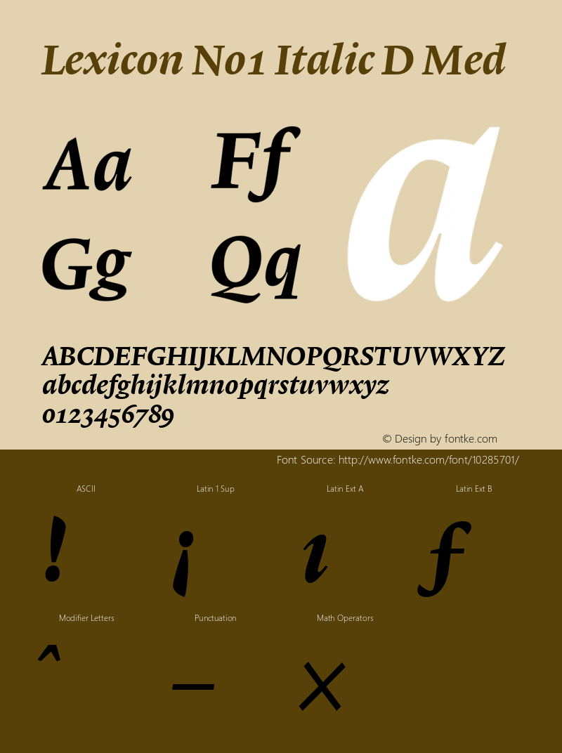 Lexicon No1 Italic D Med 001.000 Font Sample