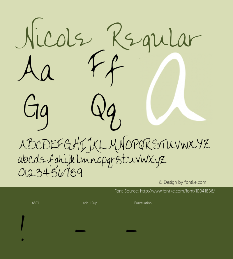 Nicole Regular Altsys Metamorphosis:4/26/95 Font Sample