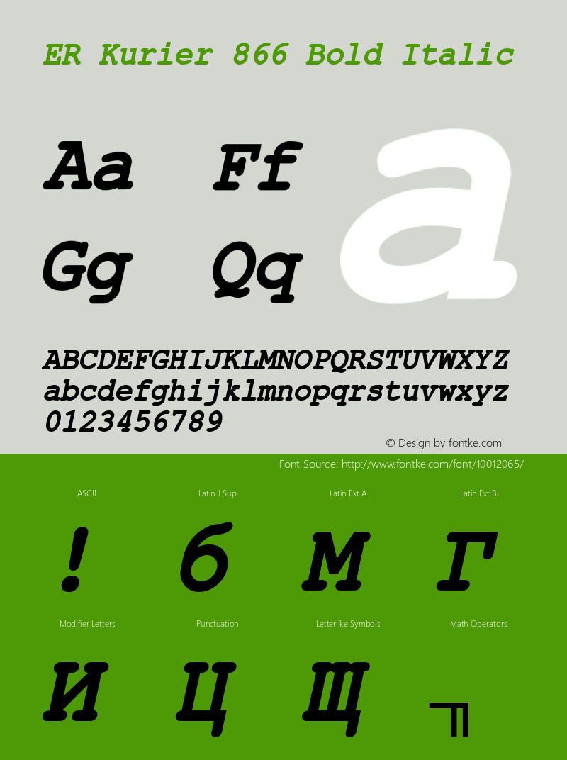 ER Kurier 866 Bold Italic 4.0 Sun Mar 05 1995 Font Sample