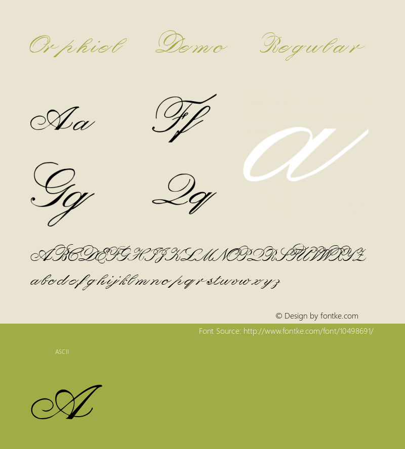 Orphiel Demo Regular Macromedia Fontographer 4.1.4 10/21/01 Font Sample