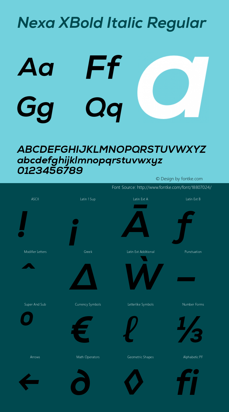 Nexa XBold Italic Regular Version 1.000 Font Sample