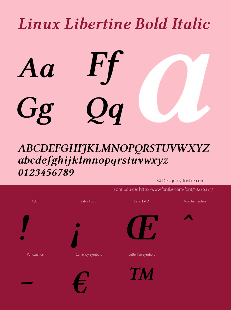 Linux Libertine Bold Italic Version 4.0.3 Font Sample