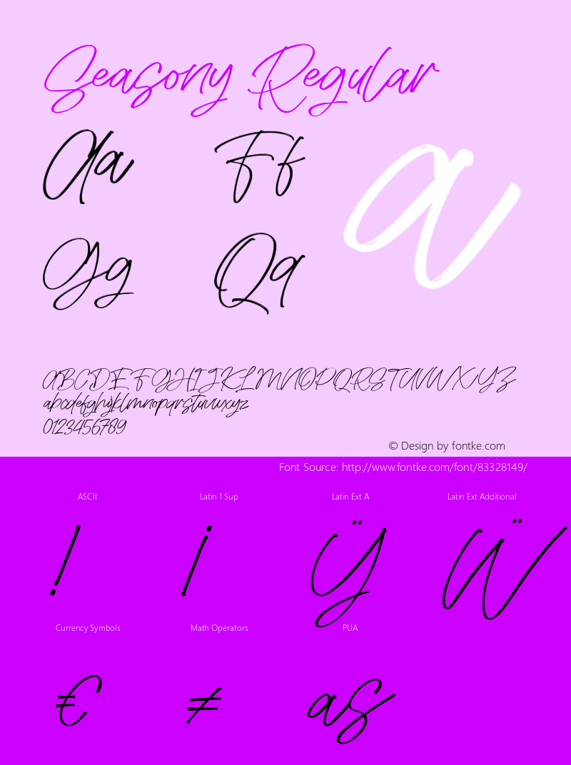 Seasony Version 1.000 Font Sample