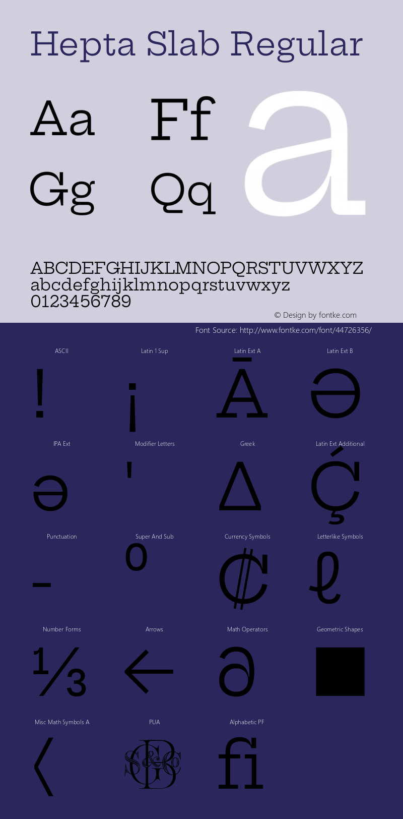 Hepta Slab Regular Version 1.100 Font Sample