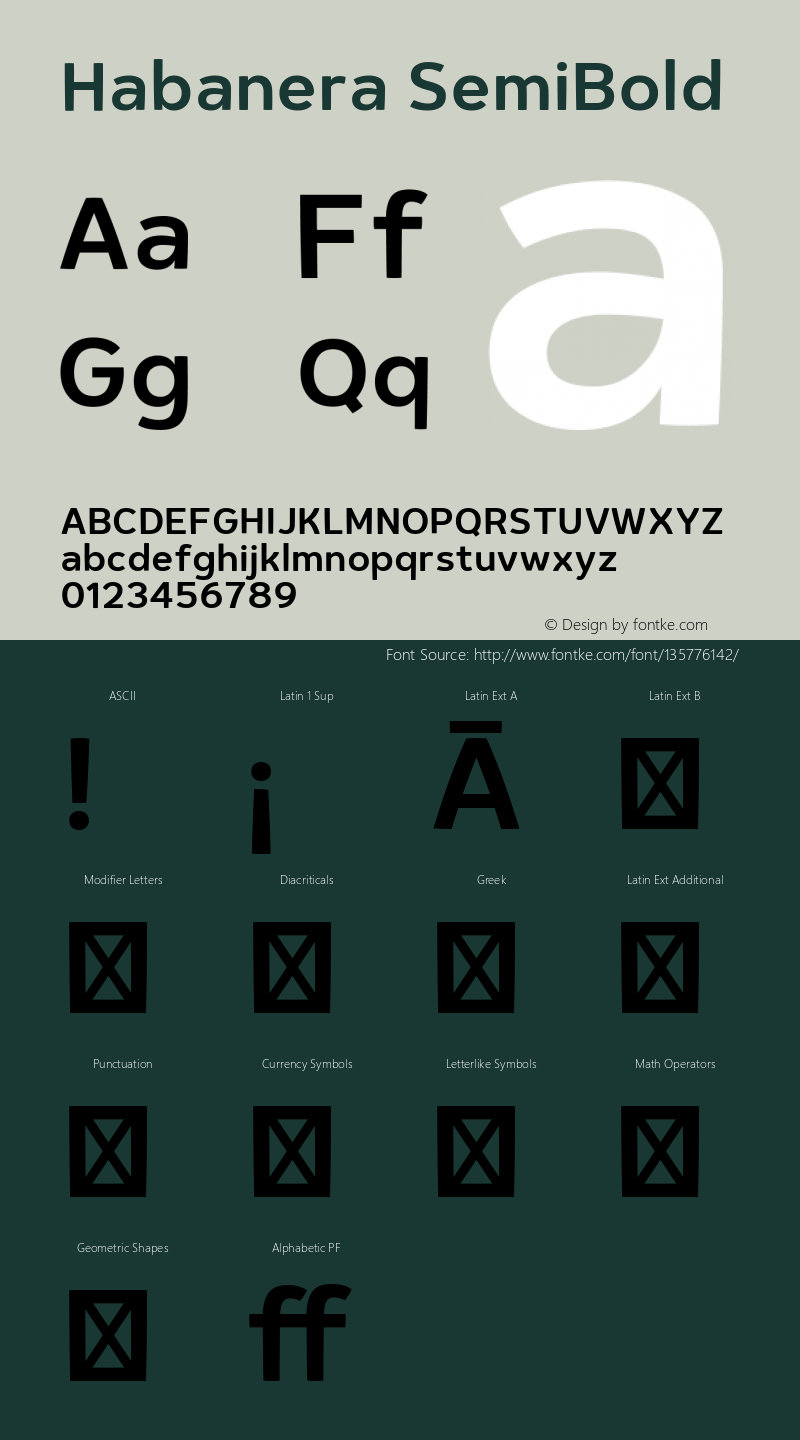 Habanera SemiBold 1.0 Font Sample