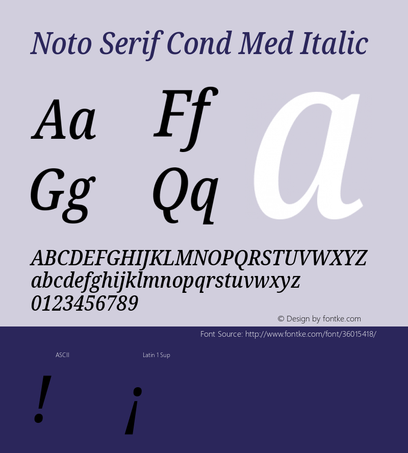 Noto Serif Condensed Medium Italic Version 2.000;GOOG;noto-source:20170915:90ef993387c0 Font Sample