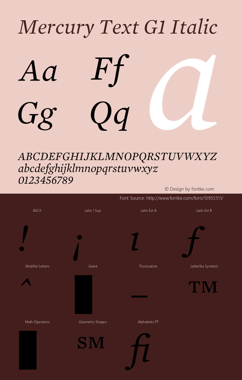 Mercury Text G1 Italic 001.000 Font Sample