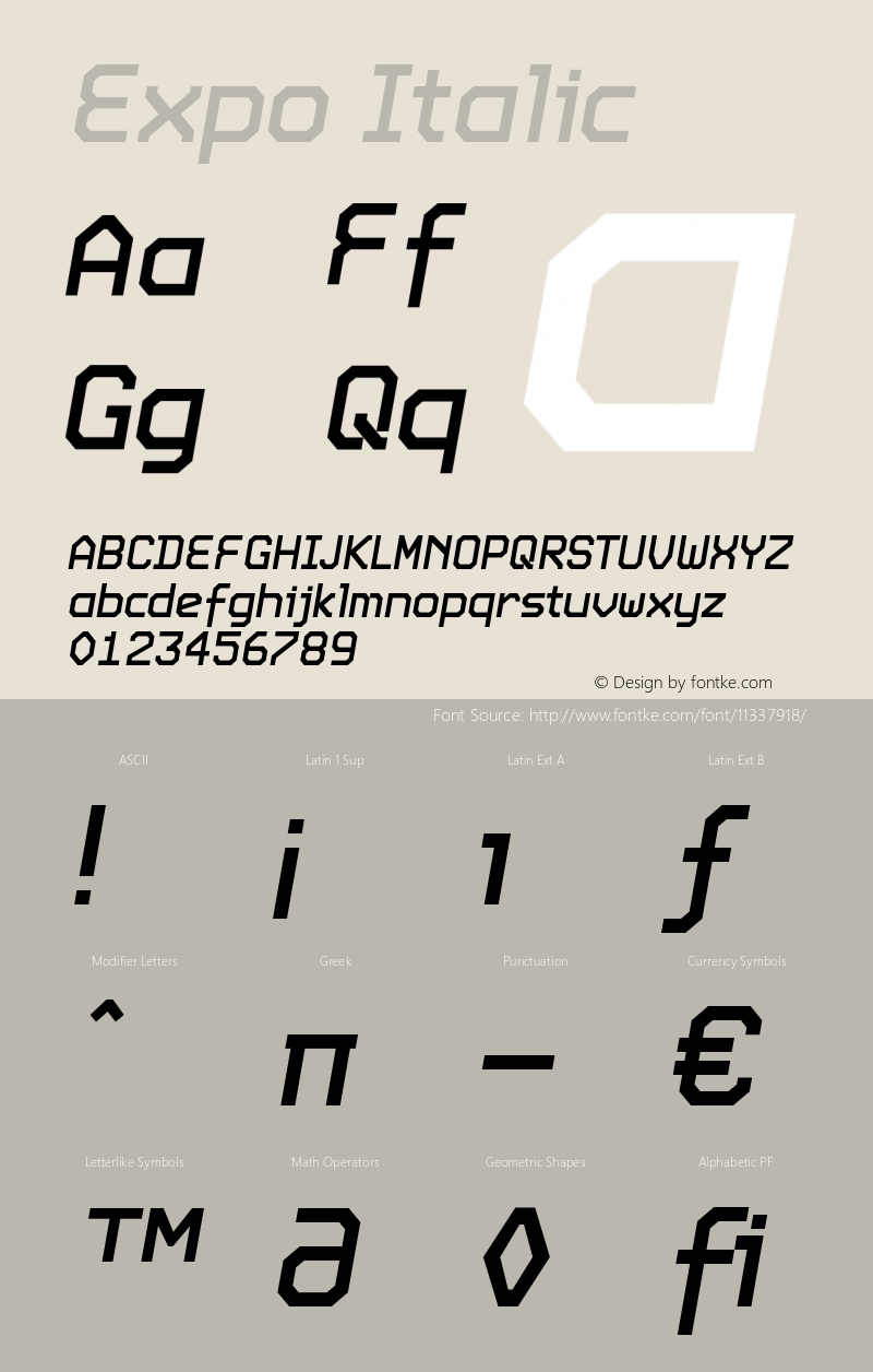 Expo Italic Version 001.000 Font Sample