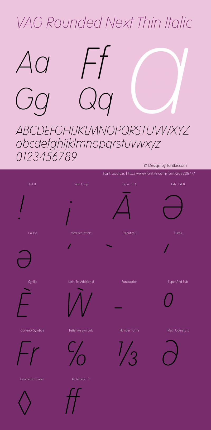 VAG Rounded Next Thin It Version 1.00, build 24, s3 Font Sample