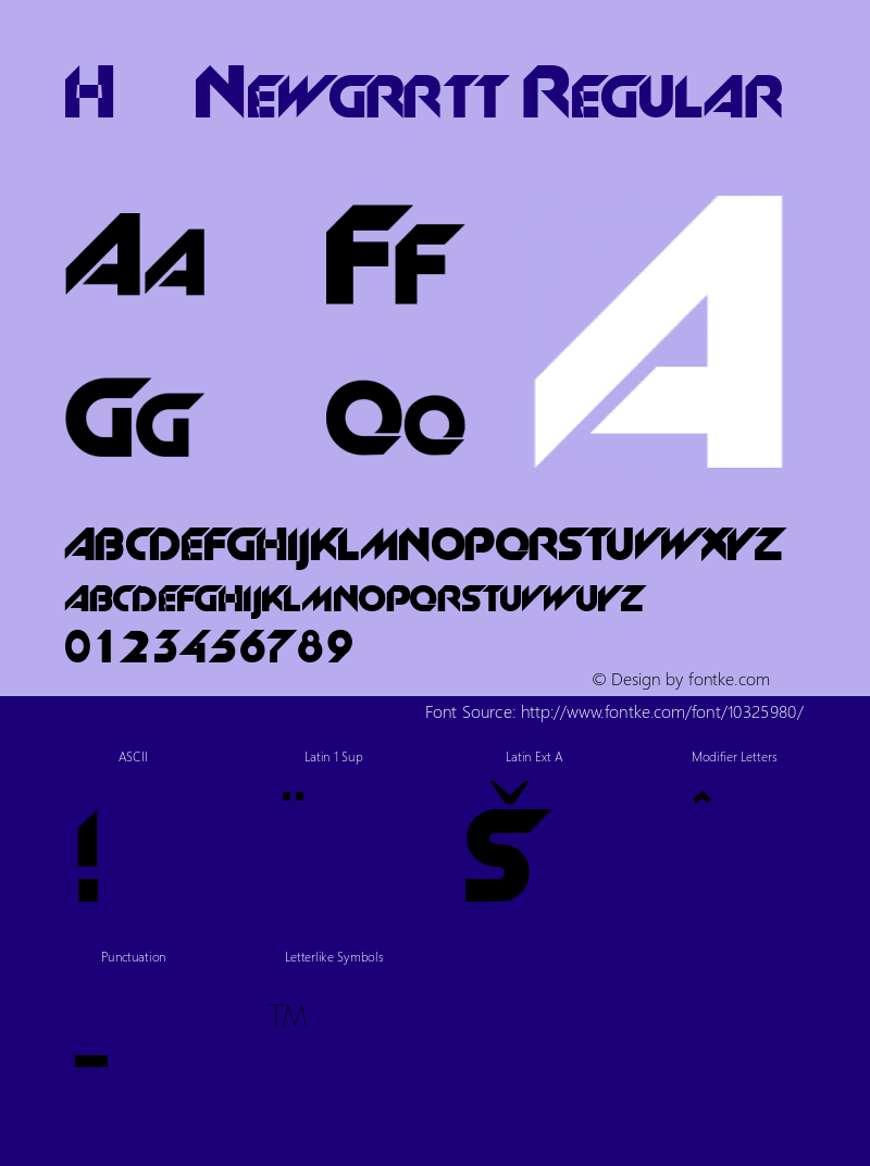 H_Newgrrtt Regular 1997.01.21 Font Sample