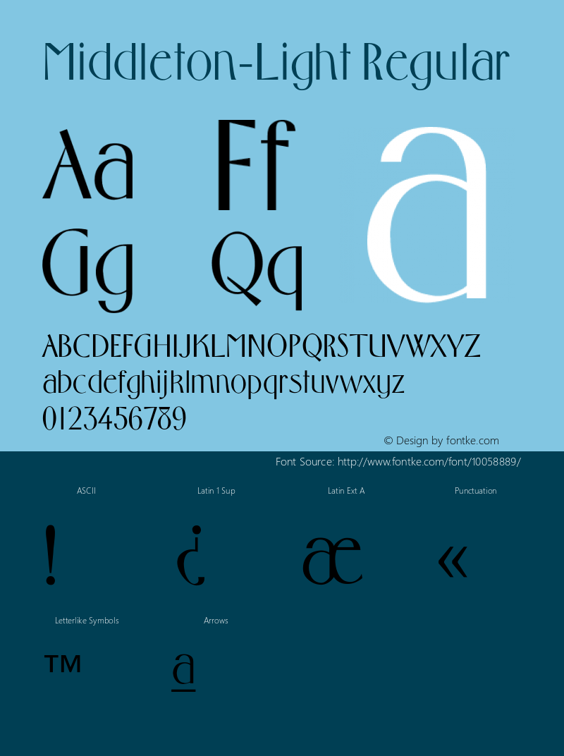 Middleton-Light Regular Converted from C:\TTFONTS\MIDDLETO.TF1 by ALLTYPE Font Sample