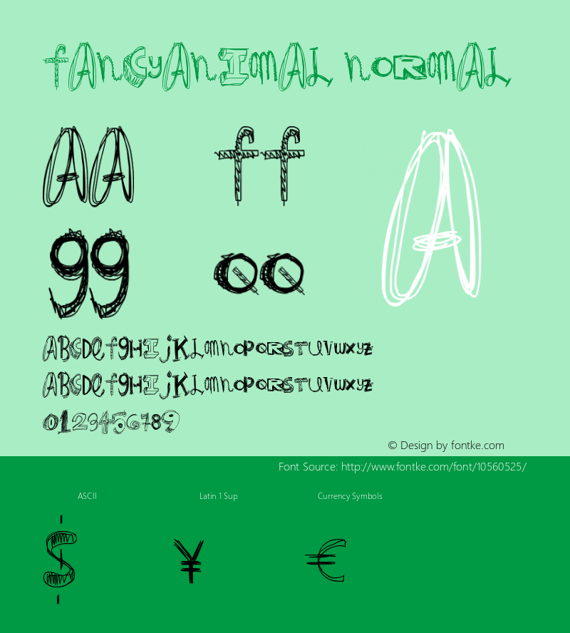 FancyAnimal Normal Version 1.00 June 13, 2014, initial release Font Sample