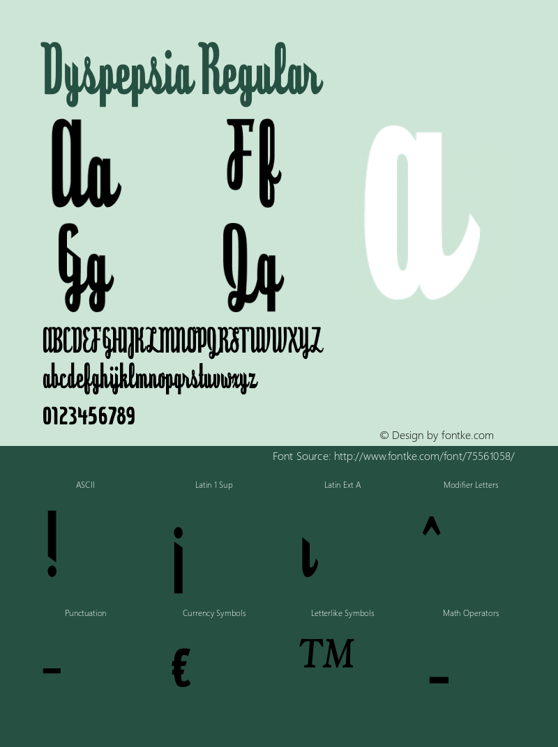 Dyspepsia-Regular Version 5.002 Font Sample