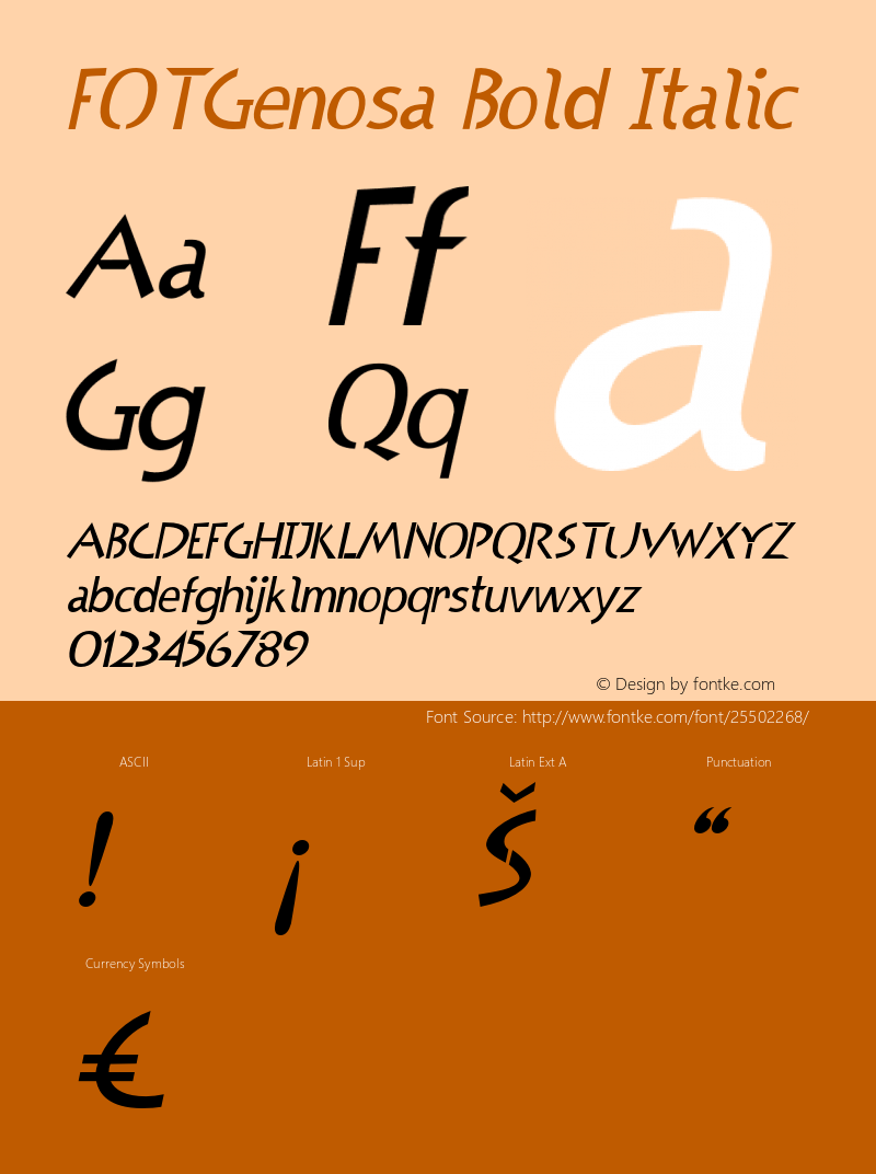 FOTGenosa-BoldItalic Version 1.000 Font Sample