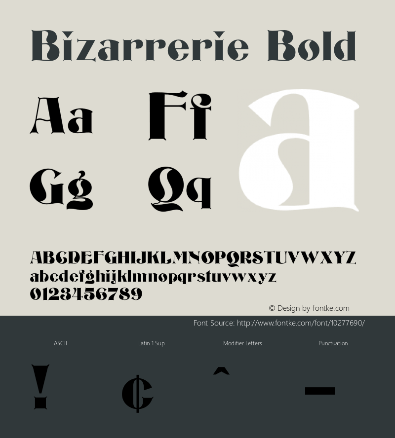 Bizarrerie Bold Version 1.000;PS 001.000;hotconv 1.0.38 Font Sample