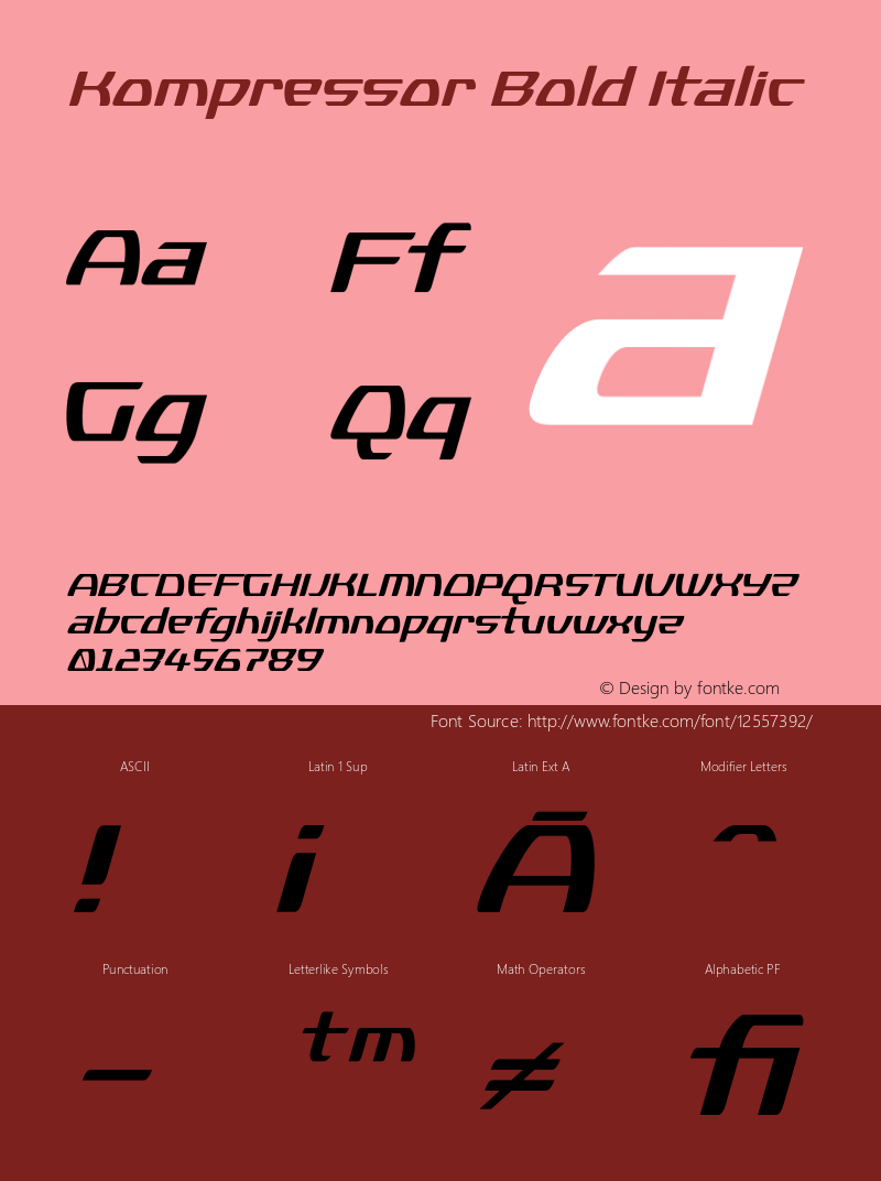 Kompressor Bold Italic 001.000 Font Sample