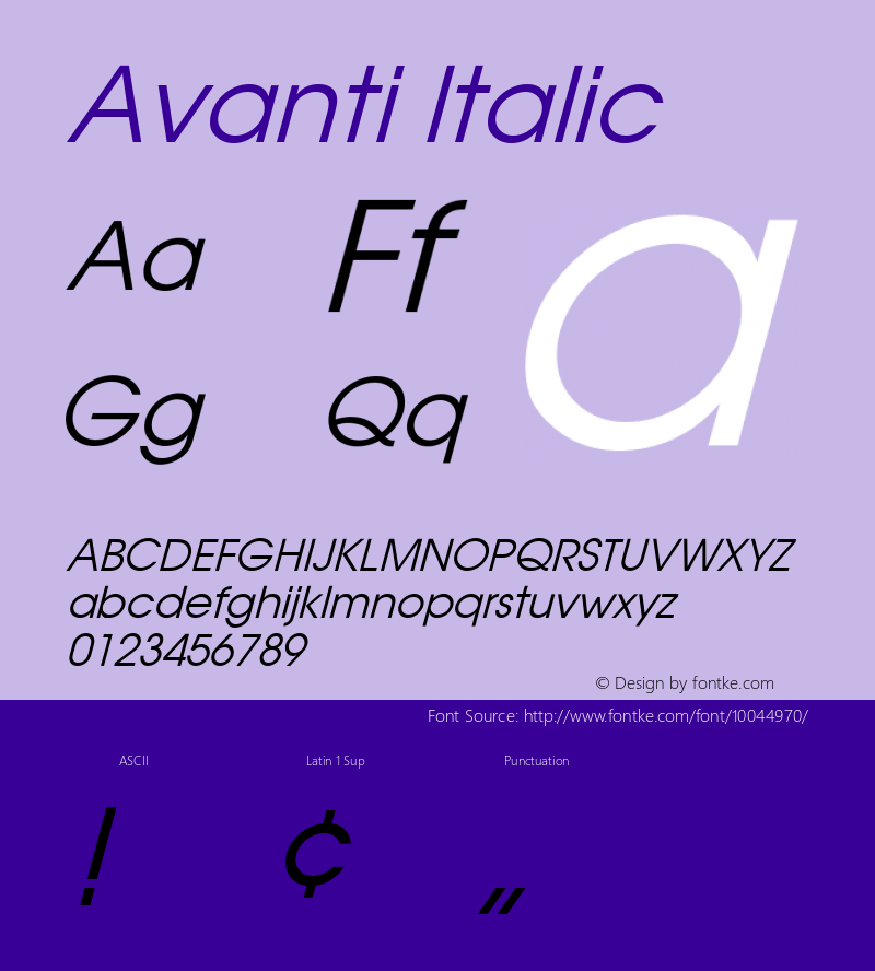 Avanti Italic 001.001 Font Sample