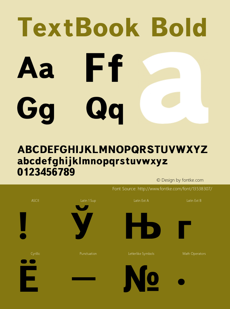 TextBook Bold Converted from t:\TEXTBB.BF1 by ALLTYPE Font Sample