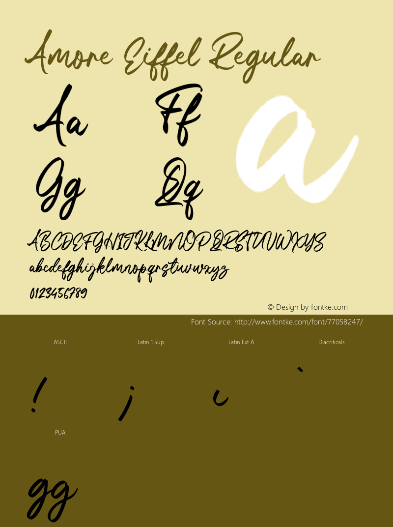 Amore Eiffel Version 1.00;September 6, 2020;FontCreator 12.0.0.2545 64-bit Font Sample