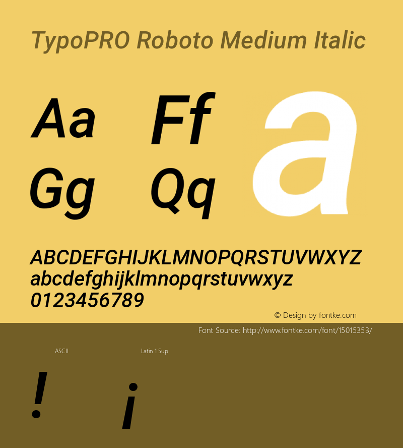 TypoPRO Roboto Medium Italic Version 2.000980; 2014 Font Sample