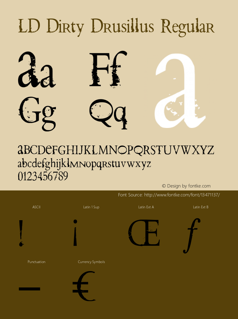 LD Dirty Drusillus Regular Unknown Font Sample