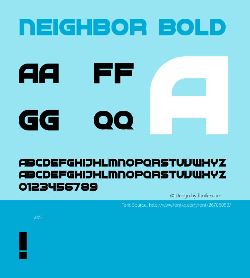 Neighbor Bold Version 1.000 Font Sample