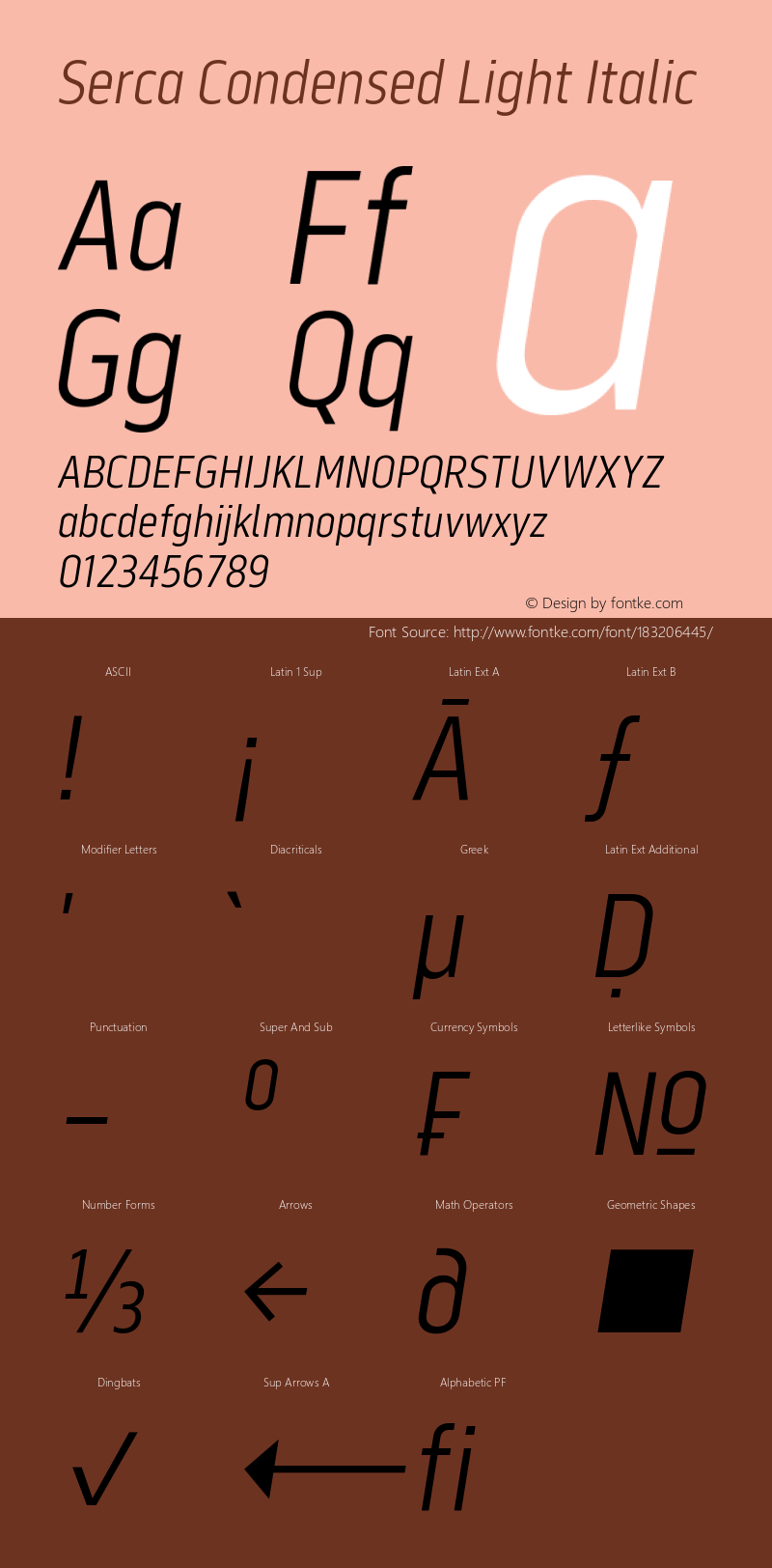 Serca Condensed Light Italic Version 1.000;hotconv 1.0.109;makeotfexe 2.5.65596图片样张