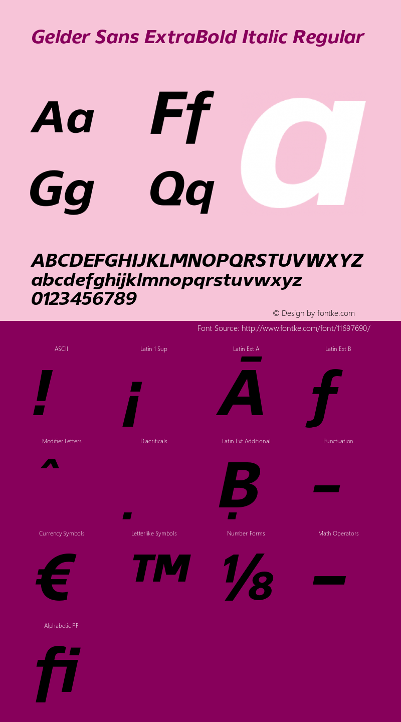 Gelder Sans ExtraBold Italic Regular Version 1.002;PS 001.002;hotconv 1.0.70;makeotf.lib2.5.58329 Font Sample