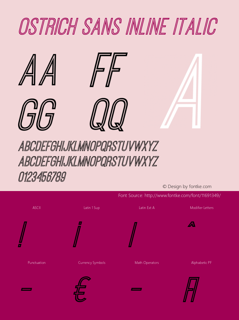 Ostrich Sans Inline Italic Version 1.002 Font Sample