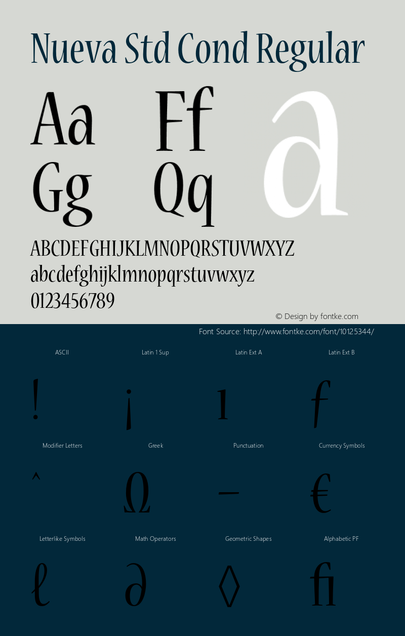 Nueva Std Cond Regular OTF 1.018;PS 001.002;Core 1.0.31;makeotf.lib1.4.1585 Font Sample