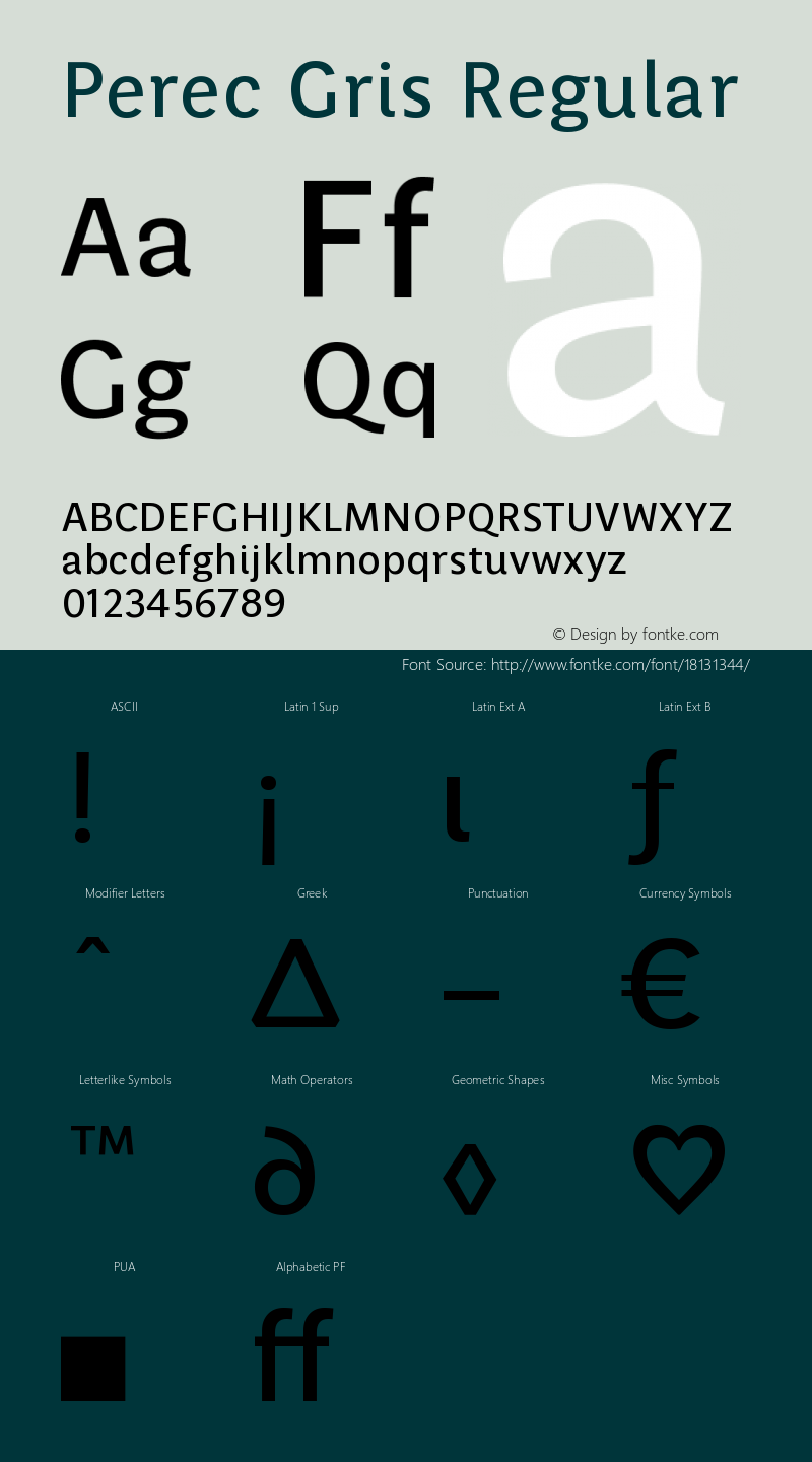 Perec Gris Regular Version 1.000 Font Sample