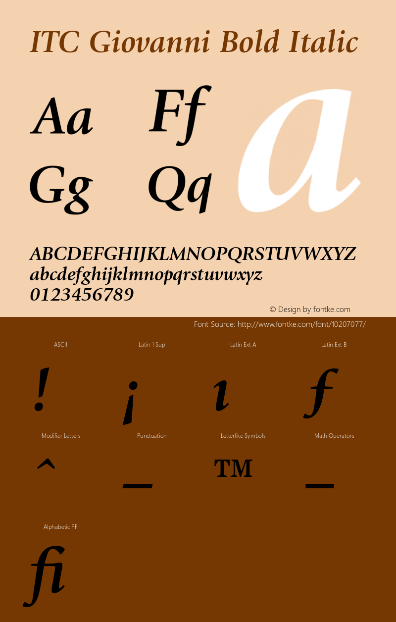 ITC Giovanni Bold Italic 001.000 Font Sample