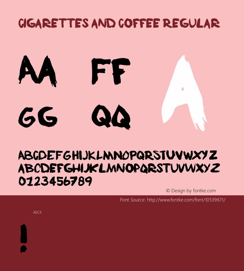 Cigarettes and Coffee Regular Version 1.000 Font Sample