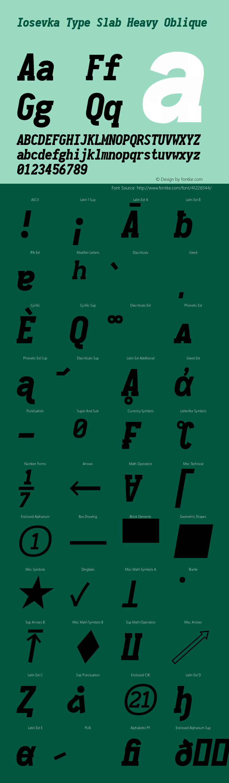 Iosevka Type Slab Heavy Oblique 2.3.1 Font Sample